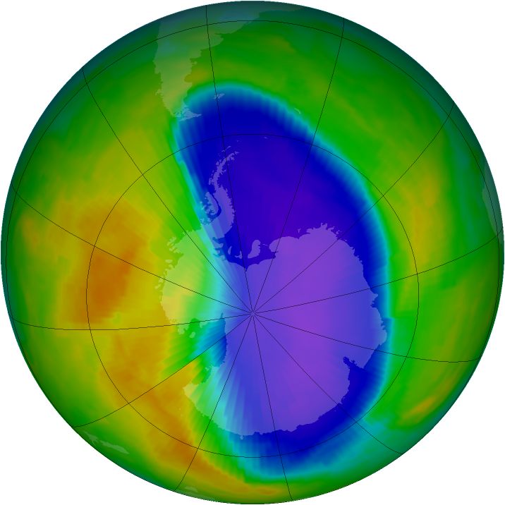 Antarctic ozone map for 18 October 1996
